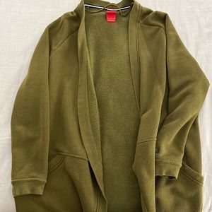 Green Sweatshirt Material Cardigan